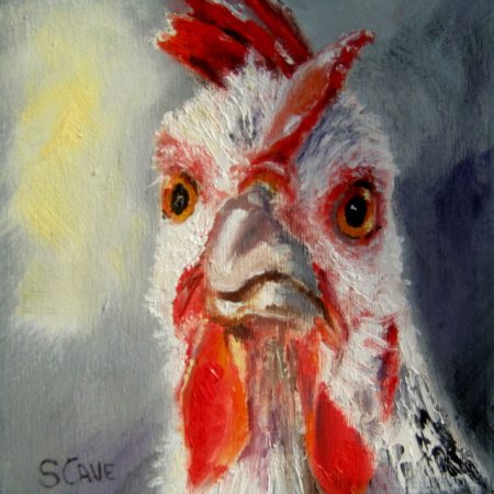 Oil painting white chicken