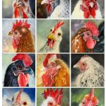 oil paintings of chickens