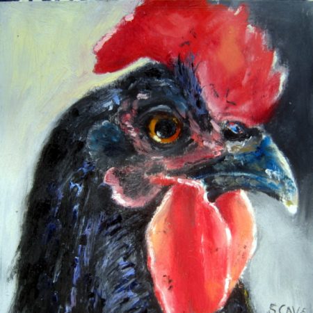 oil painting of black chicken